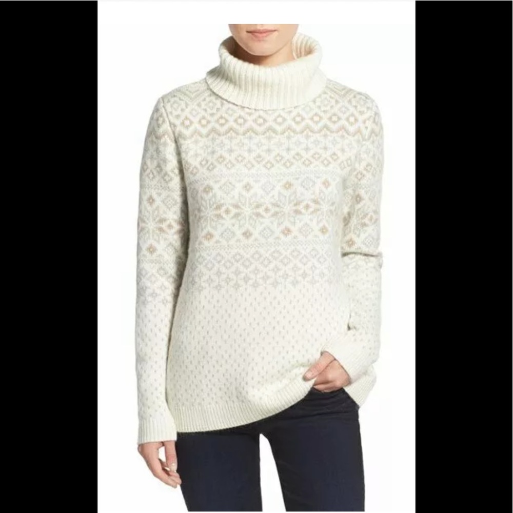 Vineyard Vines Cream Fair Isle Turtleneck Sweater